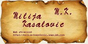 Milija Kasalović vizit kartica